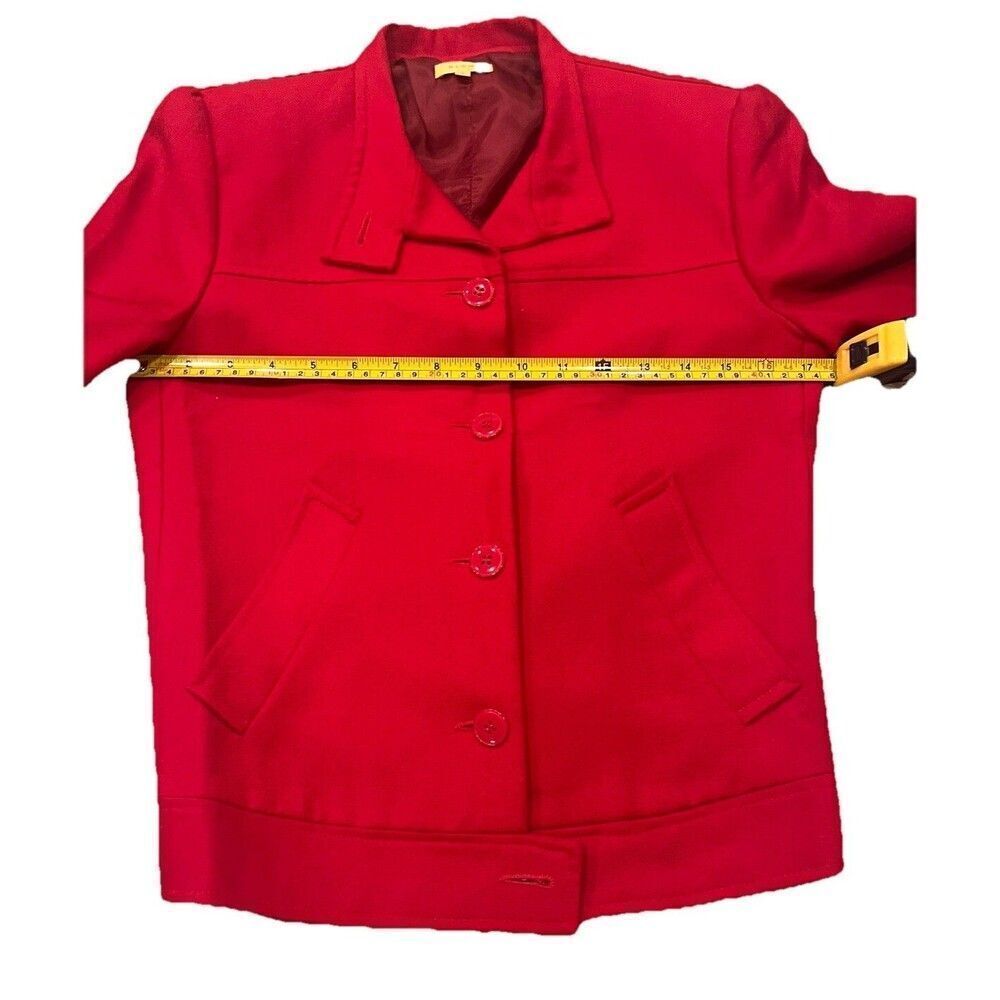 Glow Wool Jacket Women’s Size 4 Red Lined Pockets Blazer Jacket Italy - Picture 8 of 9